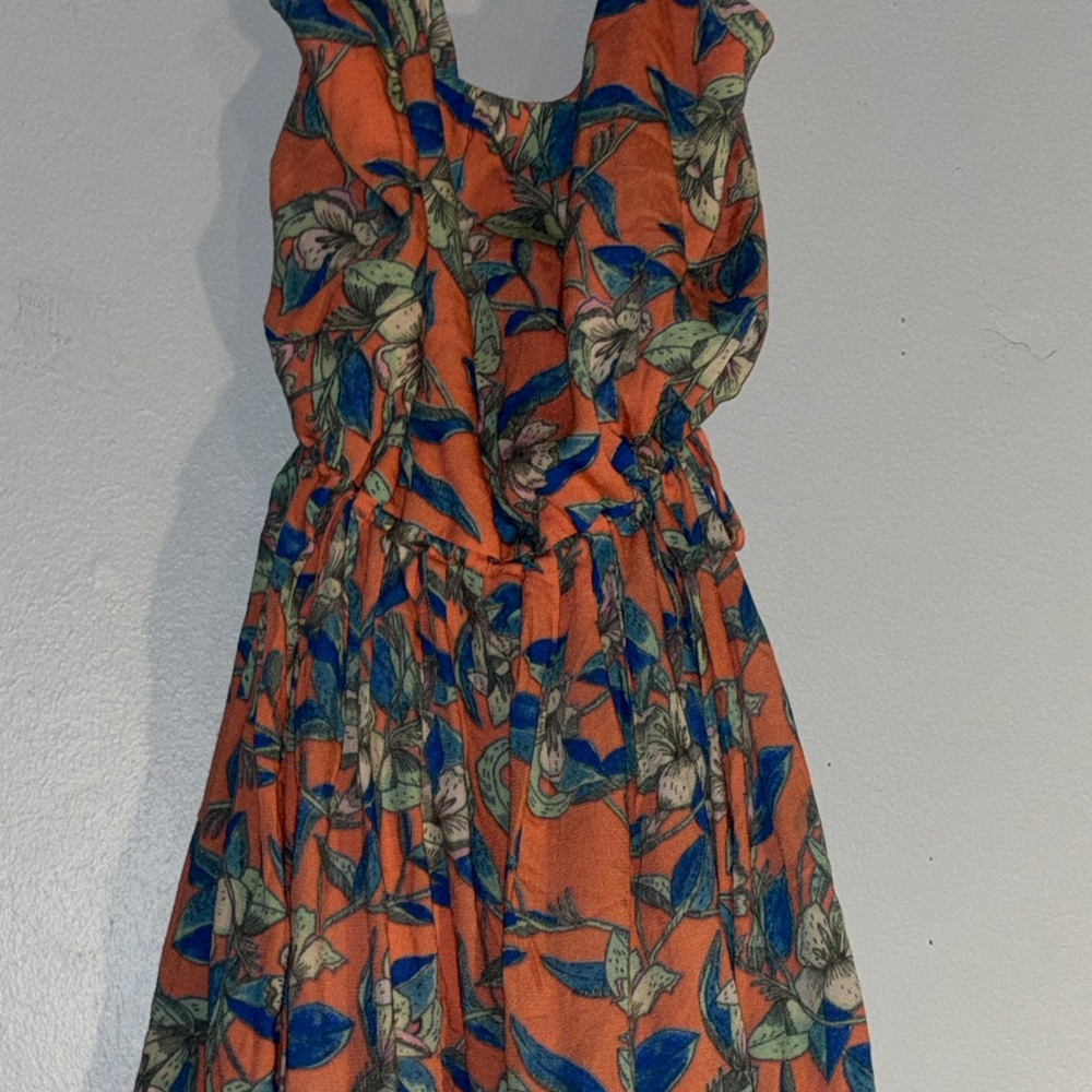 Floral Orange and Blue Dress - Picture 9 of 12